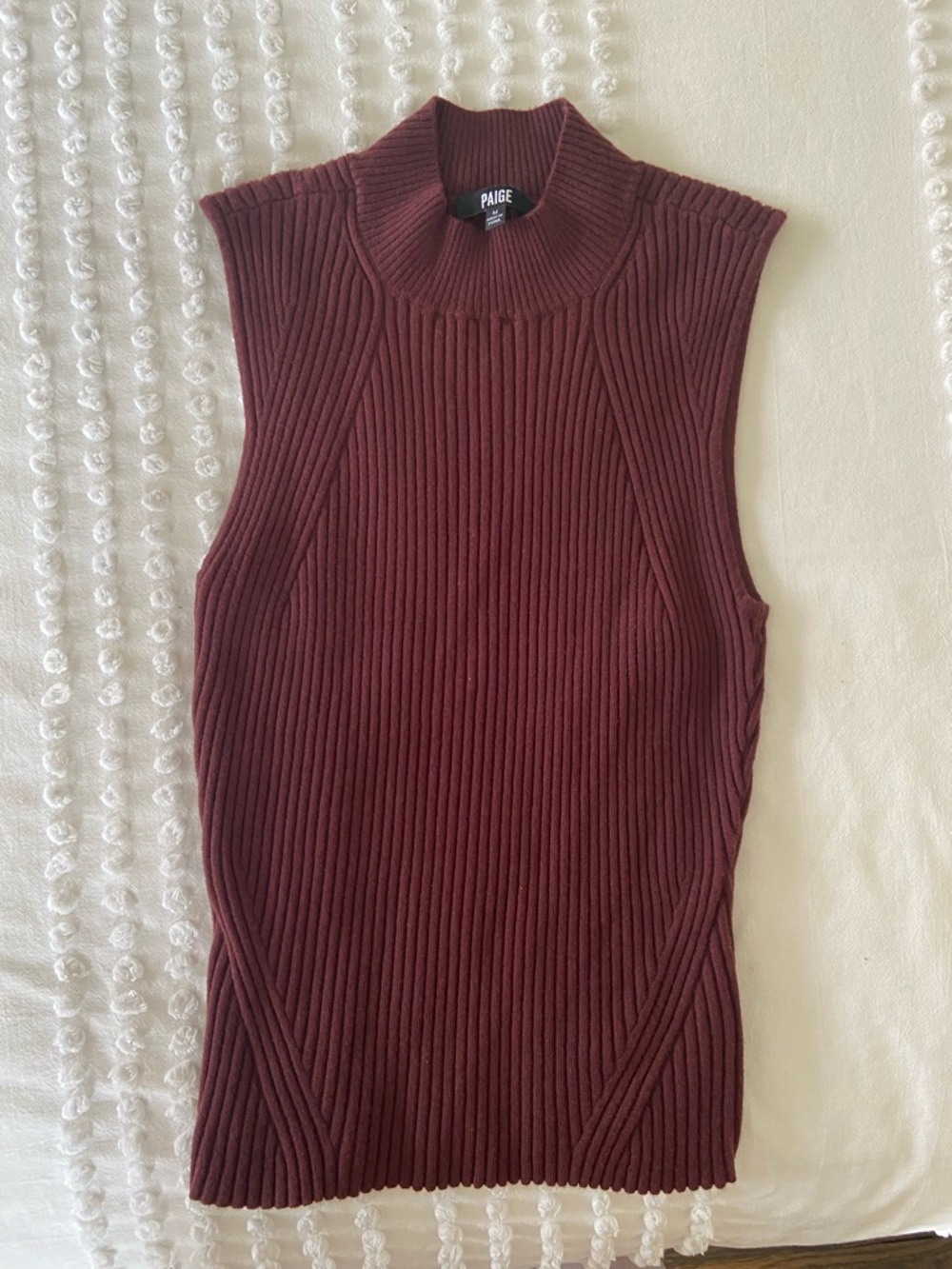 PAIGE Sleeveless Ribbed Mock Neck Sweater Tank Top